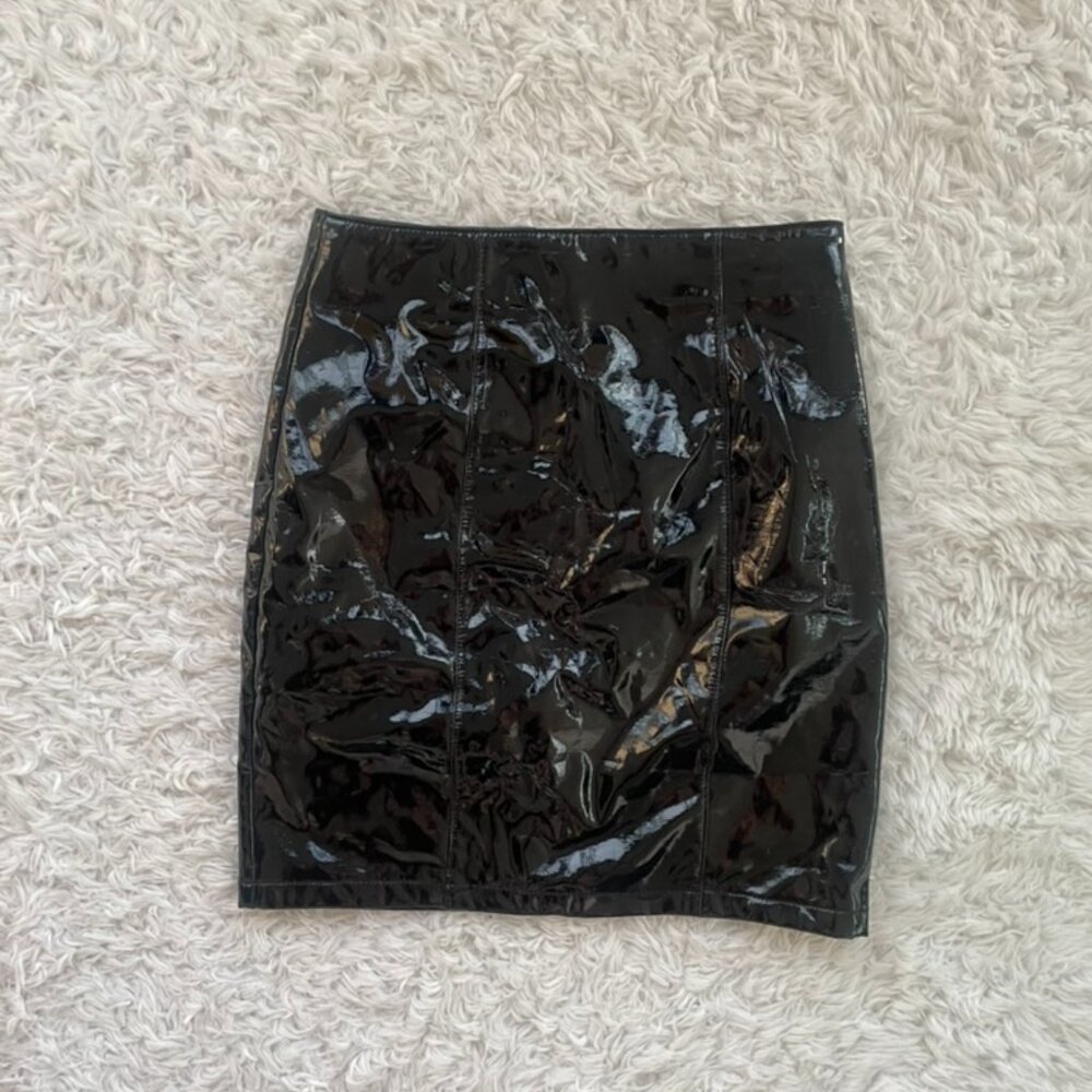 Bebe Black Latex Skirt Size 0